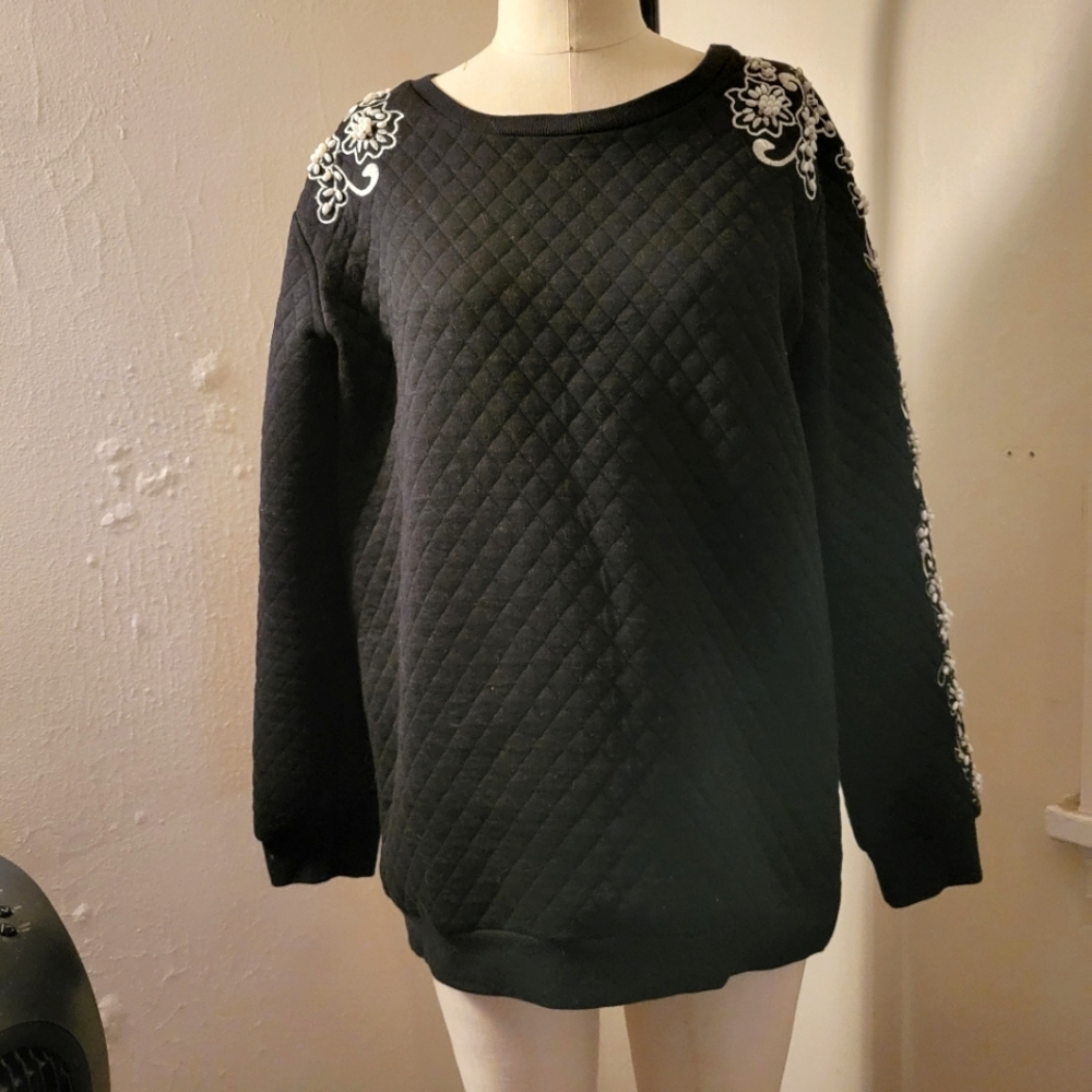 Embellished Diamond quilted sweatshirt